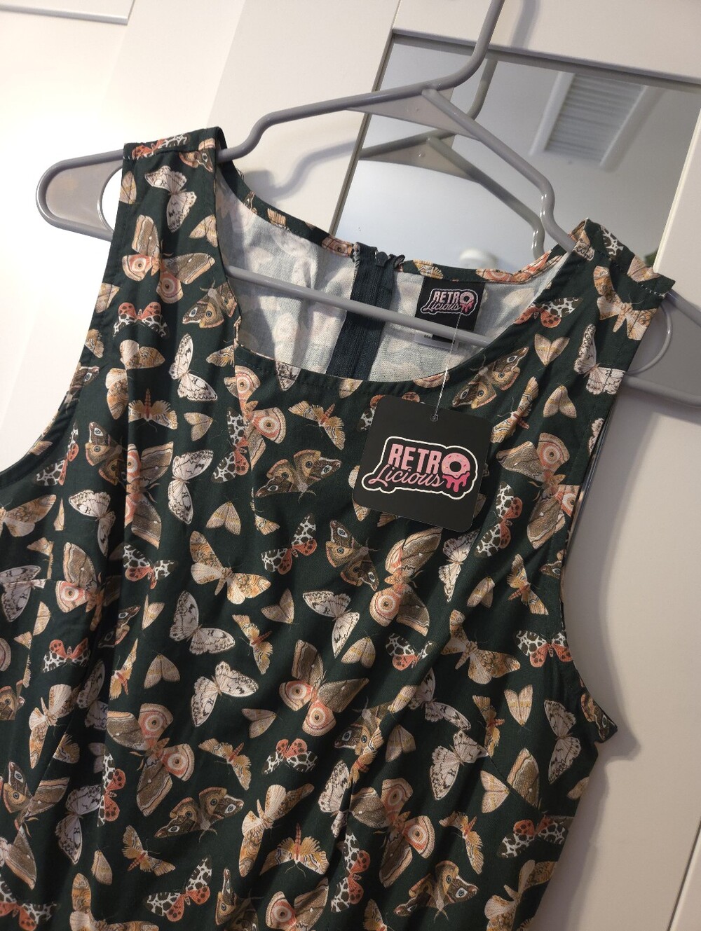 Retrolicious Brand Black Butterfly Print Sleeveless Dress XL NWT